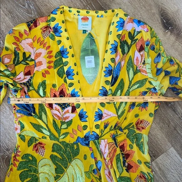 NWT originally $220 Farm Rio Long Sleeve Summer Garden Yellow Maxi Dress XL - Picture 7 of 16